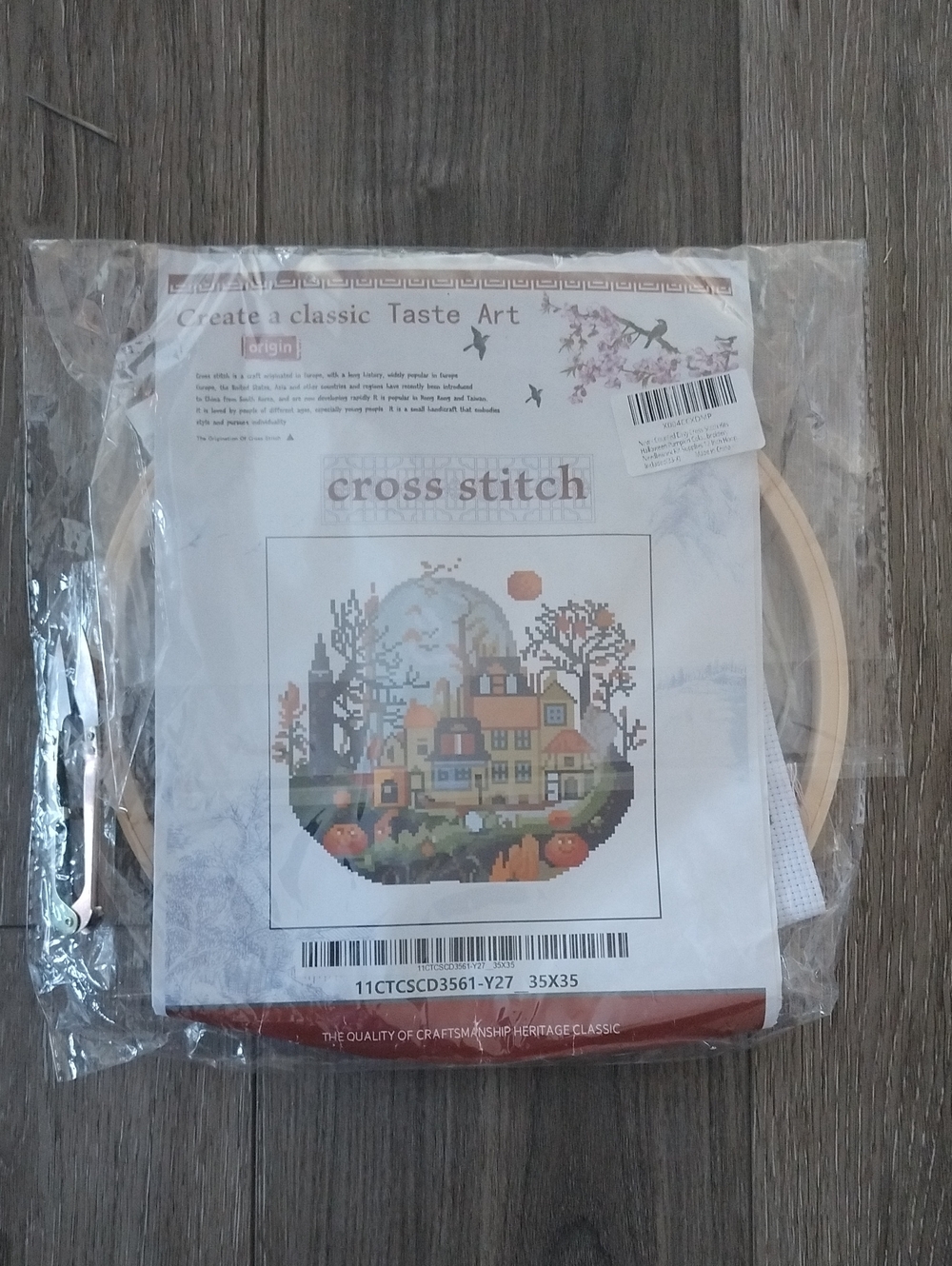 Cross Stitch Kit with Autumn Village Design BRAND NEW